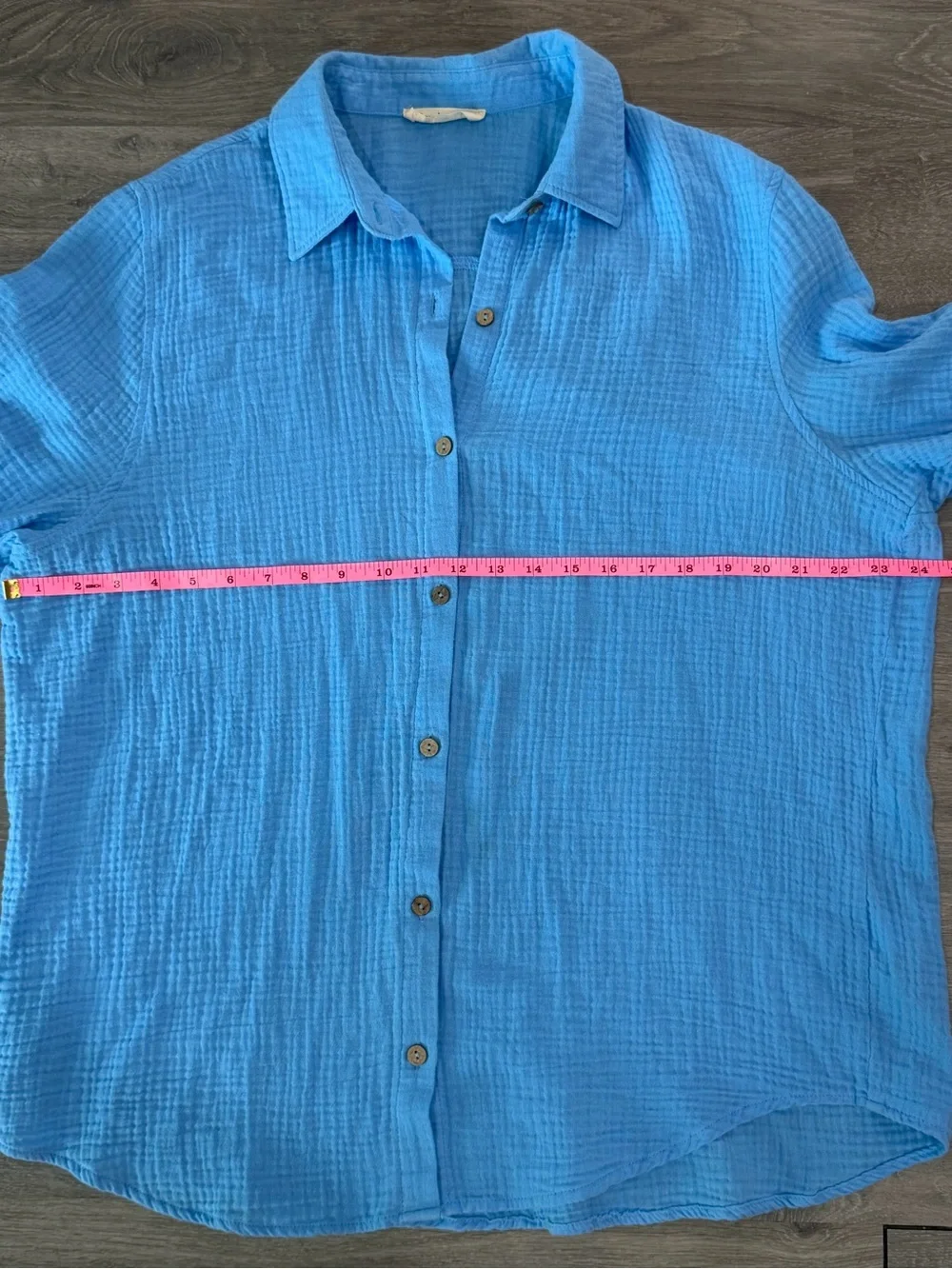 Ron Jon Surf Shop Blue 100% Cotton Gauze Button Down Shirt Large - Picture 7 of 8